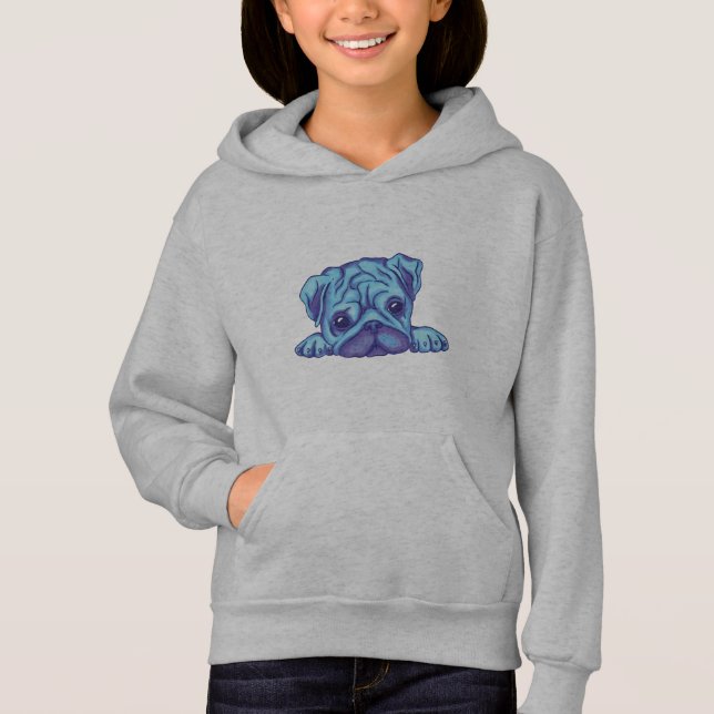 Niedlicher Mops Welpe mit guter Laune Hoodie (Vorderseite)