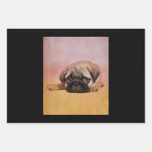 Niedlicher Mops Welpe Mops Dog Lovers Gift Geschenkpapier Set