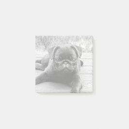 Niedlicher Mops Welpenhund Lover Schwarz-Weiß-Foto Post-it Klebezettel