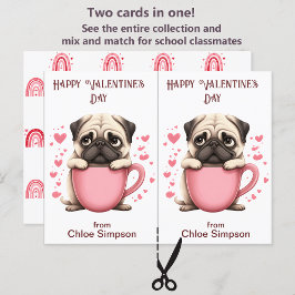 Niedlicher Mops Welpenkid's Valentine-Klassenzimme Postkarte