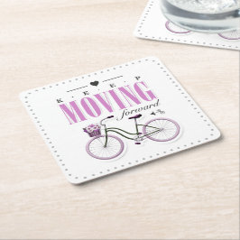 Niedlicher Motivierend Behalt mit dem Fahrrad vorw Rechteckiger Pappuntersetzer
