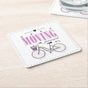 Niedlicher Motivierend Behalt mit dem Fahrrad vorw Rechteckiger Pappuntersetzer