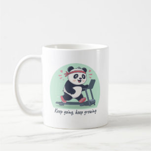Niedlicher motivierender Panda auf dem Laufband Kaffeetasse