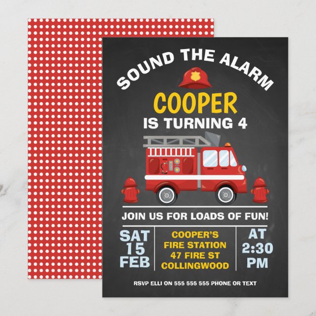 Niedlicher Motor Chalkboard Geburtstag Einladung (Vorne/Hinten)