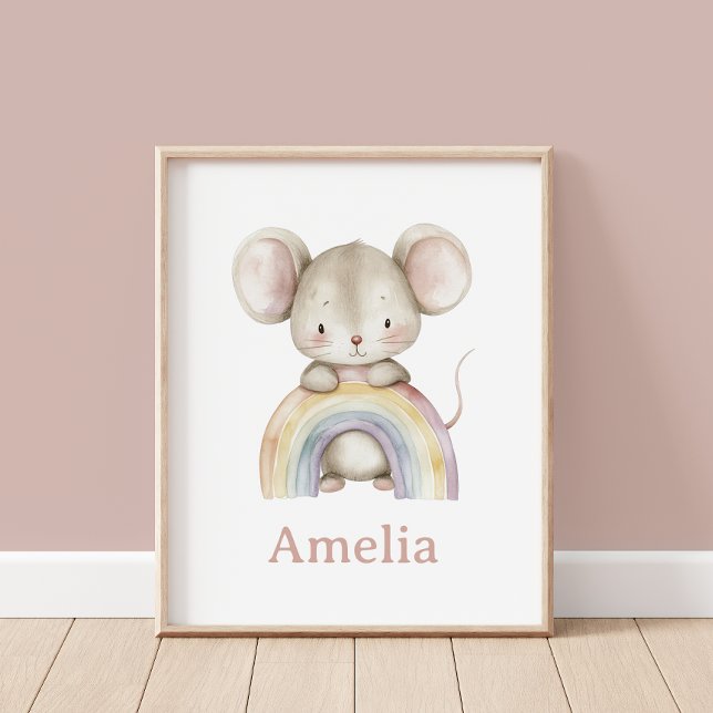 Niedlicher Mouse-Regenbogen mit Kindernamenswand K Poster (Von Creator hochgeladen)