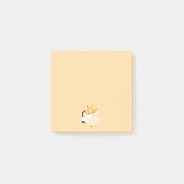 Niedlicher müder Corgi Post-it Klebezettel (Vorderseite)