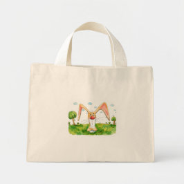 Niedlicher mürrischer Kaninchen-Minitotebeutel - L Mini Stoffbeutel