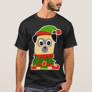 Niedlicher mürrischer Mops in einem Regenbogenherz T-Shirt