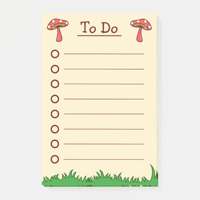 Niedlicher Mushroom-Aufzug zu tun Post-it Klebezettel (Vorderseite)