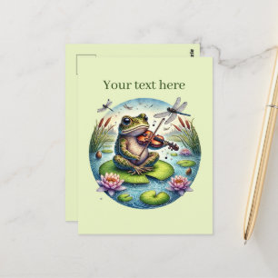 Niedlicher Musikfrosch anpassbar Postkarte