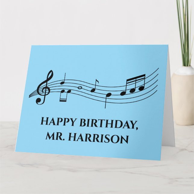 Niedlicher Musiklehrer aus der Klasse Big Birthday Karte (Vorderseite)