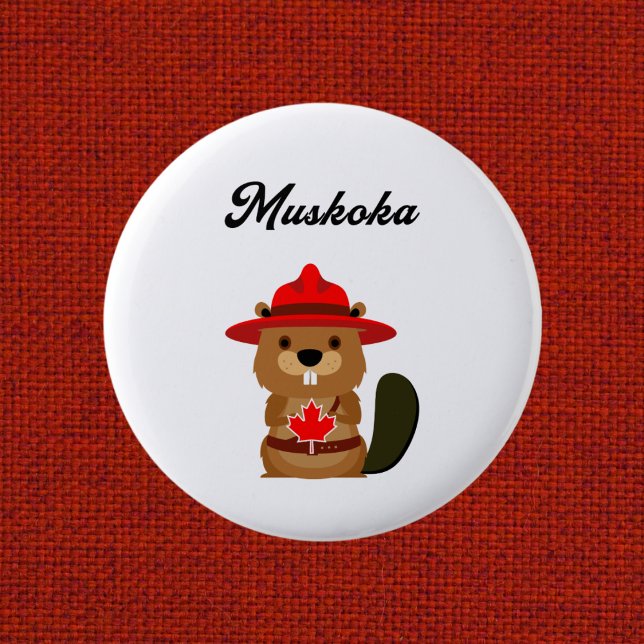 Niedlicher Muskoka Canada Beaver mit Red Hat Button (Von Creator hochgeladen)
