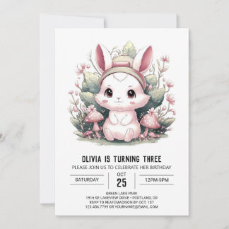 Niedlicher Mystic Bunny Digital Geburtstag Einladung