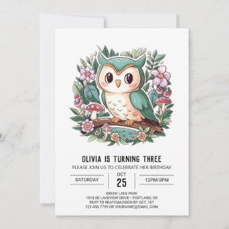 Niedlicher Mystic Digital Owl Geburtstag Einladung