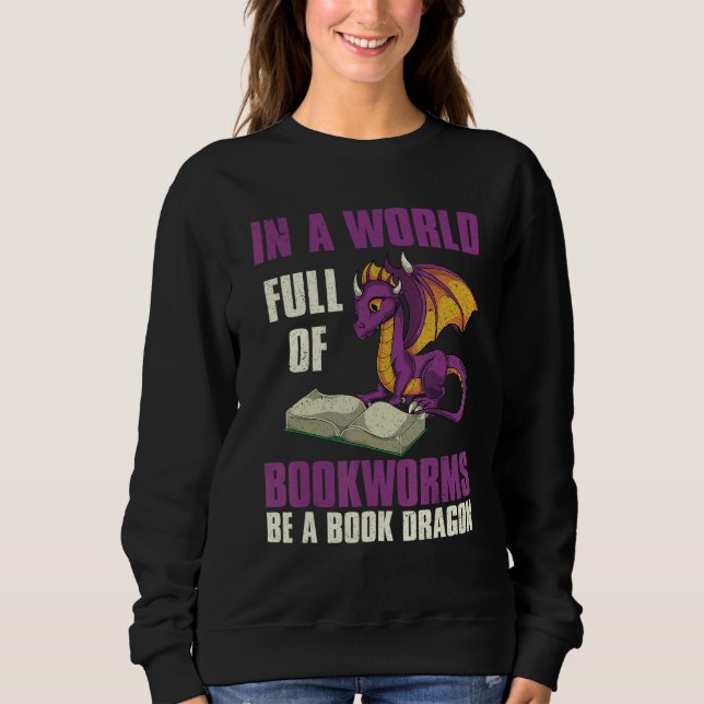 Niedlicher Mythischer Buchwurm Buchdrache Readi Sweatshirt (Vorderseite)
