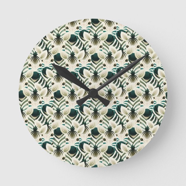 Niedlicher nahtloser Zebra. Runde Wanduhr (Vorderseite)