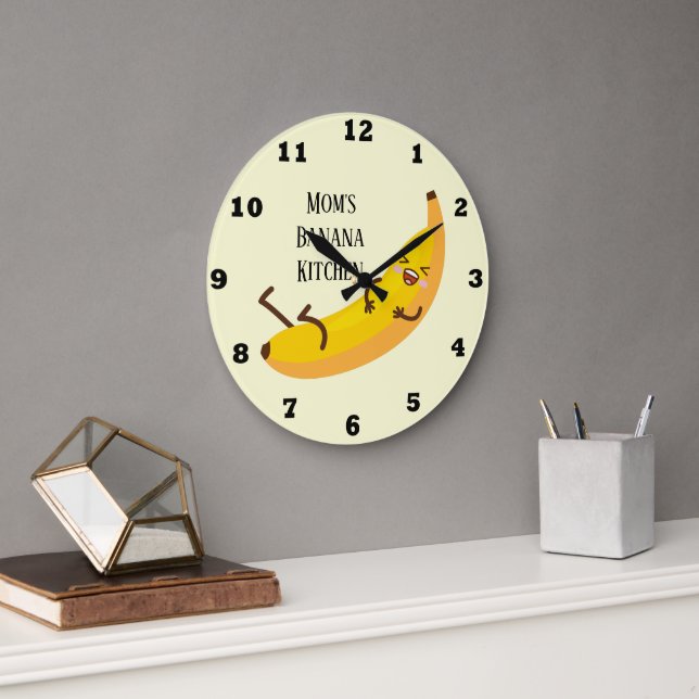 Niedlicher Name Bananenküche Große Wanduhr (Büro)