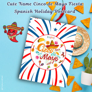 Niedlicher Name Cinco de Mayo Fiesta Spanischer Ur Postkarte