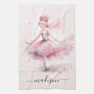 Niedlicher Name der Ballerina-Schrift Geschirrtuch