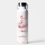 Niedlicher Name der Ballerina-Schrift Trinkflasche<br><div class="desc">Niedliche rot Rosa Weihnachtsballerina-Skript Name Wasser-Flasche. Personalisieren Sie den Namen.</div>