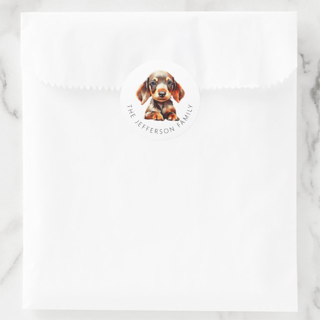 Niedlicher Name der Dackel für Haustiere Runder Aufkleber (Tasche)