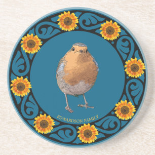 Niedlicher Name der Robin-Vogelsonnenblume Getränkeuntersetzer