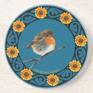 Niedlicher Name der Robin-Vogelsonnenblume Getränkeuntersetzer