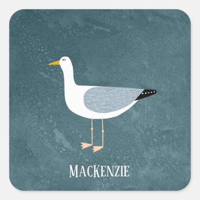 Niedlicher Name der Seagull Quadratischer Aufkleber (Vorderseite)