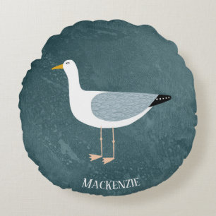 Niedlicher Name der Seagull Rundes Kissen