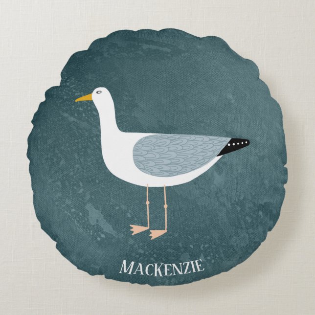 Niedlicher Name der Seagull Rundes Kissen (Vorderseite)