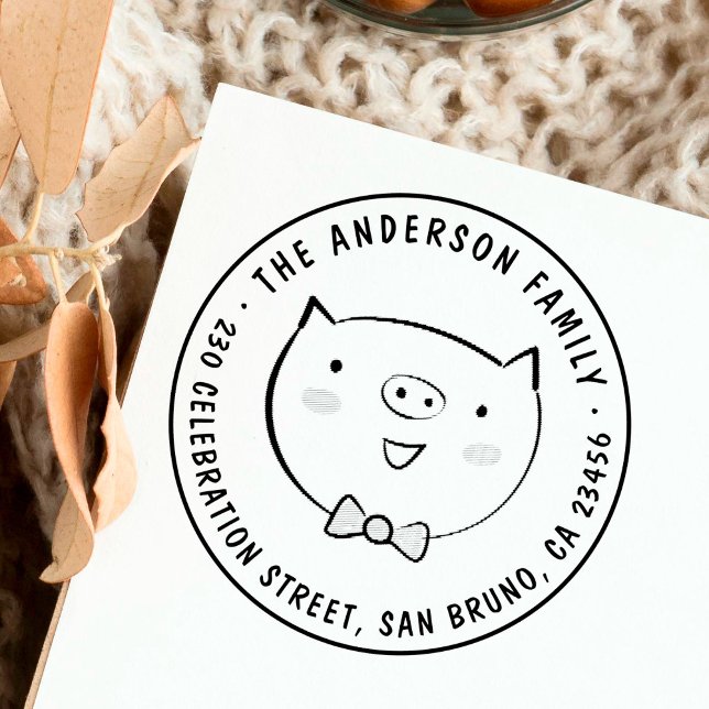 Niedlicher Name der Tierfamilie Runde Rücksendeadr Gummistempel (Von Creator hochgeladen)