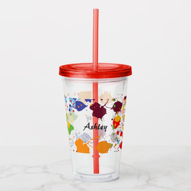 Niedlicher Name des Abstrakten Paint-Spritzers Acryltrinkbecher (Vorderseite)