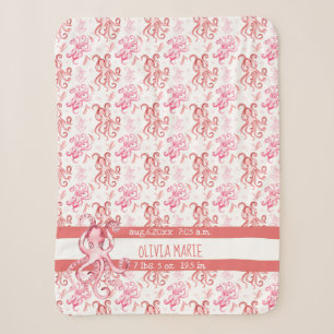 Niedlicher Name des Babys Koralle und rosa Wasserf Sherpadecke