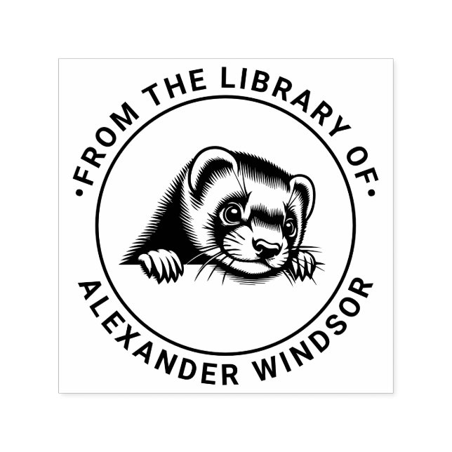 Niedlicher Name des Buches "Ferret Head Peeking Li Permastempel (Design)