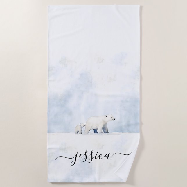 Niedlicher Name des Eisbären Strandtuch (Vorderseite)