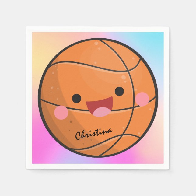 Niedlicher Name des Kawaii Basketball Ball Players Serviette (Vorderseite)