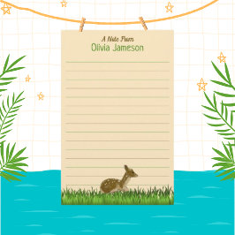 Niedlicher Name des Kids Woodland Animal Lined Briefpapier