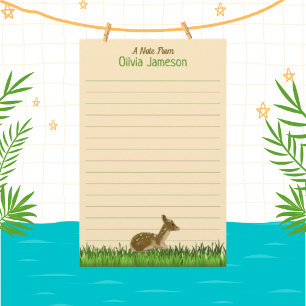 Niedlicher Name des Kids Woodland Animal Lined Briefpapier