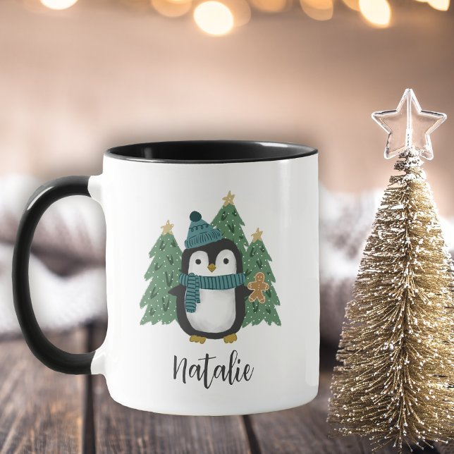 Niedlicher Name des kleinen Weihnachtspenguins Tasse (Von Creator hochgeladen)