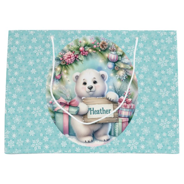 Niedlicher Name des Par Bear Baby Girls Große Geschenktüte (Vorderseite)