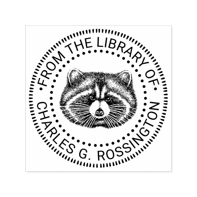 Niedlicher Name des Raccoon-Bücherbuchs Permastempel (Design)