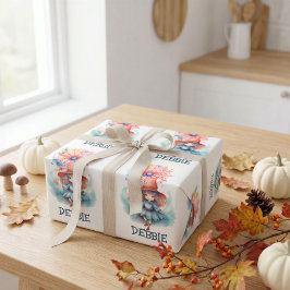 Niedlicher Name Girly Pink Hexenfarbe Halloween Geschenkpapier