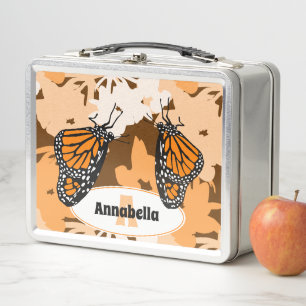 Niedlicher Name Initial Orange Monarch Butterfly Metall Brotdose