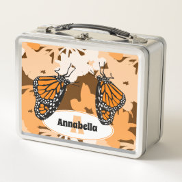 Niedlicher Name Initial Orange Monarch Butterfly Metall Brotdose