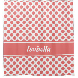Niedlicher Name Pink & White Polka Dot Muster Duschvorhang