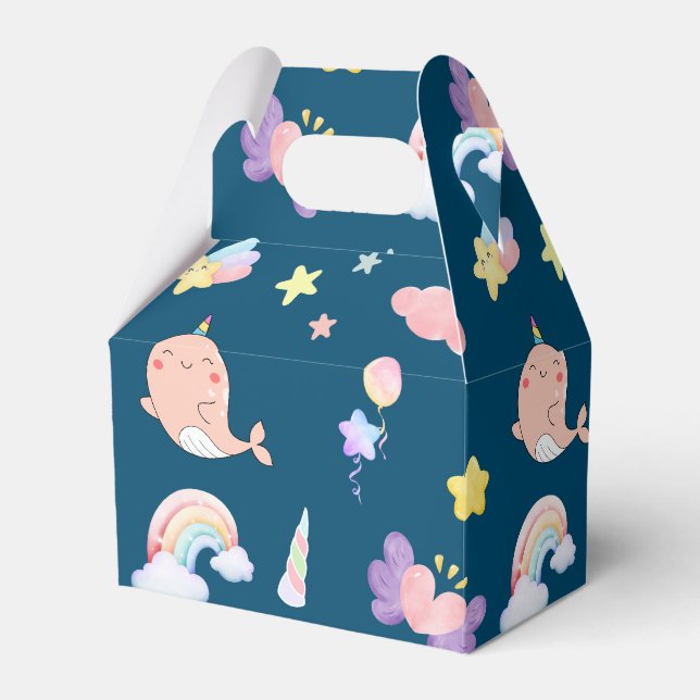 Niedlicher Narwhal Fisch Einhorn Regenbogensee Geb Geschenkschachtel (Vorderseite)