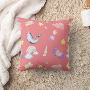 Niedlicher Narwhal Fisch Einhorn Regenbogensee Geb Kissen