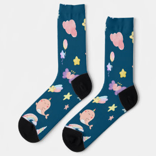 Niedlicher Narwhal Fisch Einhorn Regenbogensee Geb Socken