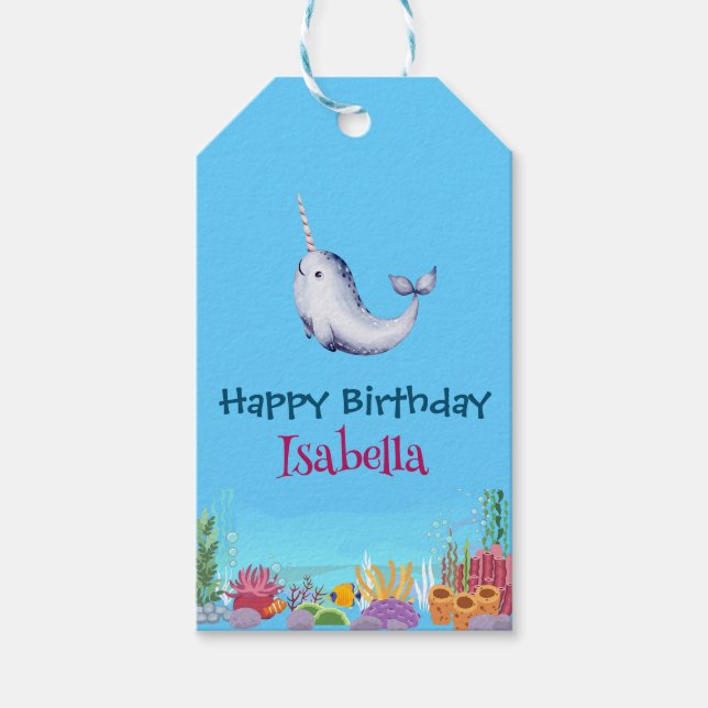 Niedlicher Narwhal Fisch Einhorn Whale See Geburts Geschenkanhänger (Vorderseite)