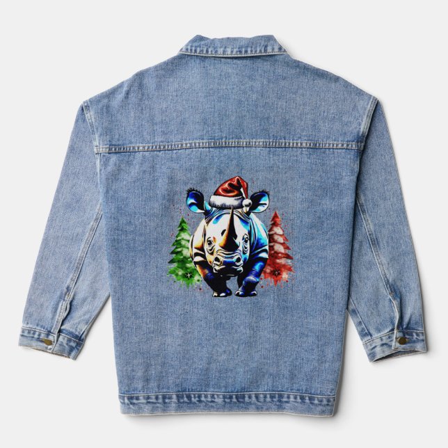 Niedlicher Nashorn Jeansjacke (Rückseite)